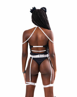 Bear Metal Mesh Bodysuit with Straps