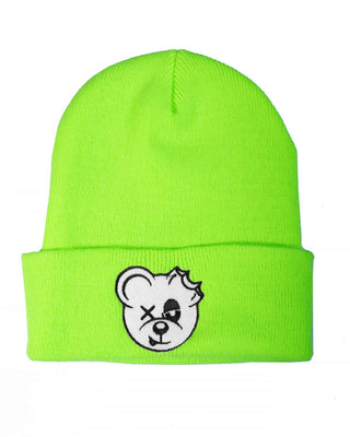 HATS NEON GREEN OISHI - BEAR METAL BEANIE (NEON GREEN)