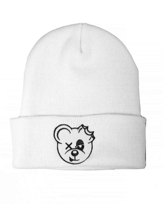 HATS WHITE OISHI - BEAR METAL BEANIE (WHITE)