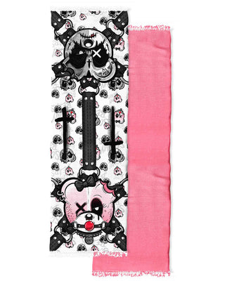 PASHMINA 76x25" / READY TO SHIP (1-2 BUSINESS DAYS) BONDAGE BEARS (GOTH AF) -  SPAZZMINA (WHITE)